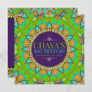 Convite Groovy Neon Glamor Bat Mitzvah