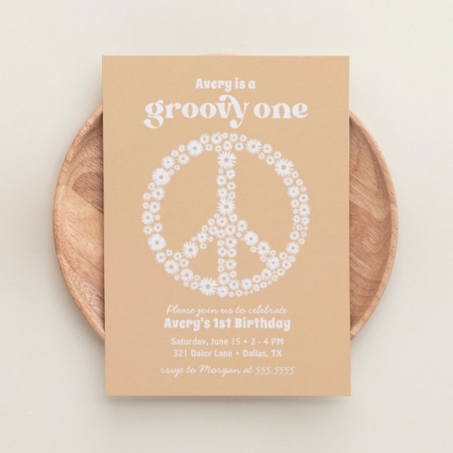 Convite Groovy One 70s - Partido primeiro aniversario da M (Criador carregado)