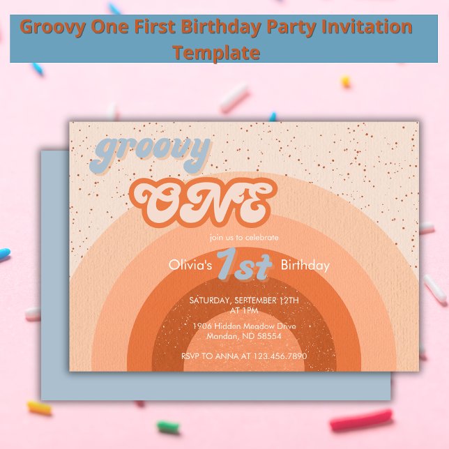 Convite Groovy One First Birthday Girly Retro Party (Criador carregado)