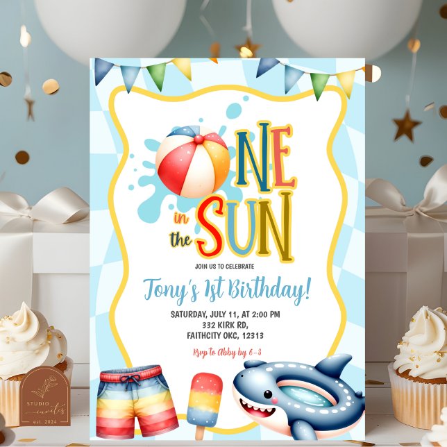 Convite Groovy One in the sun Pool Party (Criador carregado)