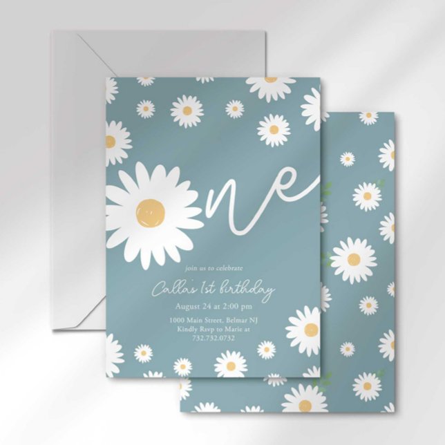 Convite Groovy One Retro Daisy Boho Primeiro Aniversário (Criador carregado)