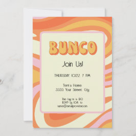Convite Groovy Pink e Orange Bunco