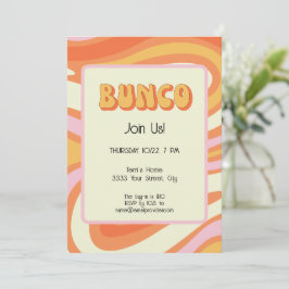 Convite Groovy Pink e Orange Bunco