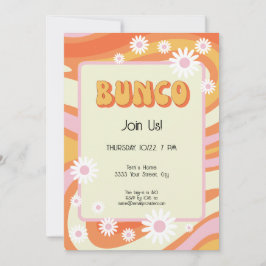 Convite Groovy Pink e Orange Bunco