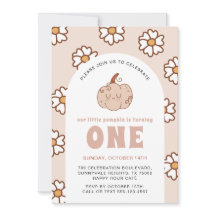 Groovy Pumpkin Daisies Retro Boho Primeiro Anivers