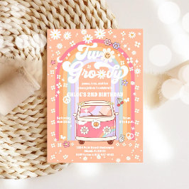 Convite Groovy Retro 2nd Birthday Invitation