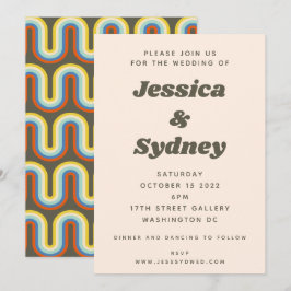 Convite Groovy Retro 60s 70s Casamento Estético de Oliva V