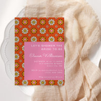 Groovy Retro 60s Flores Laranja Chá de panela Rosa