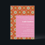 Convite Groovy Retro 60s Flores Laranja Rosa Bat Mitzvah<br><div class="desc">Groovy Retro 60s Flores Laranja e Rosa Bat Mitzvah Convite</div>