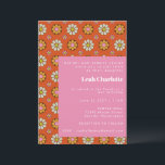 Convite Groovy Retro 60s Flores Laranja Rosa Bat Mitzvah<br><div class="desc">Groovy Retro 60s Flores Laranja e Rosa Bat Mitzvah Convite</div>