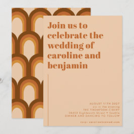 Convite Groovy Retro 70 Design Brown Terracotta Casamento