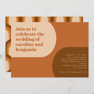 Convite Groovy Retro 70s Arch Shape Terracotta Casamento