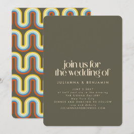 Convite Groovy Retro 70s Casamento Verde Oleícola Tudo Em 