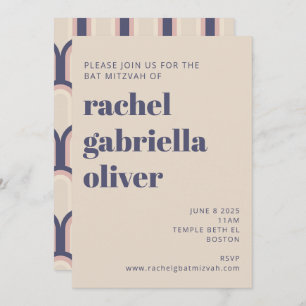 Convite Groovy Retro 70s - Design Azul - Bat Rosa Mitzvah