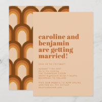 Groovy Retro 70s Design Beige Terracotta Wedding