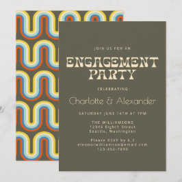 Convite Groovy Retro 70s Design na Festa de noivado