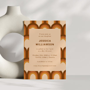 Convite Groovy Retro Anos 70 Marrom Bizarro Bat Mitzvah