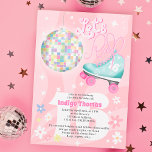 Convite Groovy retro disco floral skate Sweet 16<br><div class="desc">Mantenha o seu entalhe com o nosso Skate de Rolos Florais do Groovy Retro Disco Ball, Doce 16 rochas rosa, Convite de Aniversário! É uma festa de discoteca em uma carta e a maneira perfeita de se enfiar em seus 16 anos. Apresentando uma ilustração retrorreflectora fofa com skate de cilindro...</div>