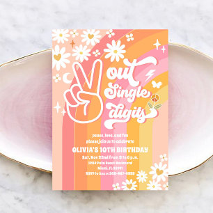 Convite Groovy Retro Margarida 10º Aniversário