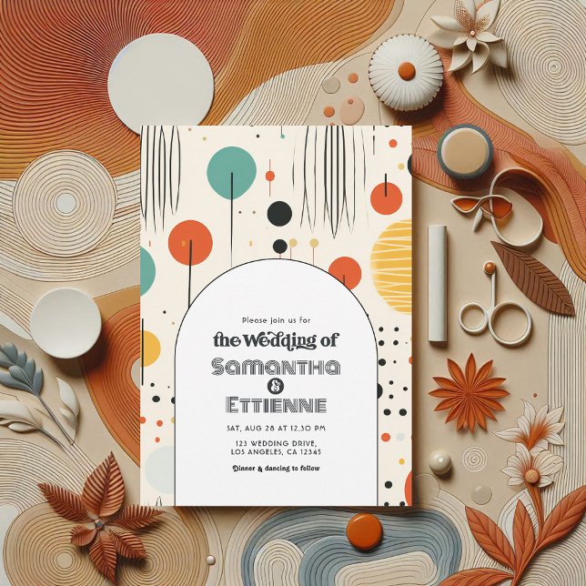Convite Groovy Retro Vibes Wedding (Groovy Retro Vibes Wedding Invitation)