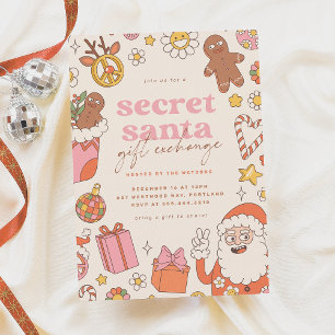Convite Groovy Secret Papais noeis Trocam Festa de Natal