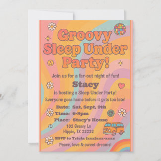 Convite Groovy Sleep Under Birthday Party Invitation