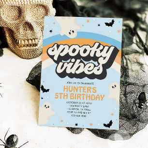 Convite Groovy Spooky Vibes Boy Halloween Aniversário