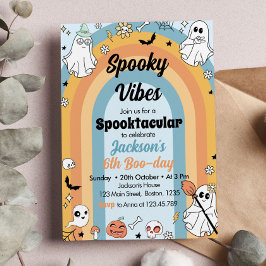 Convite Groovy Spooky Vibes Ghost Birthday