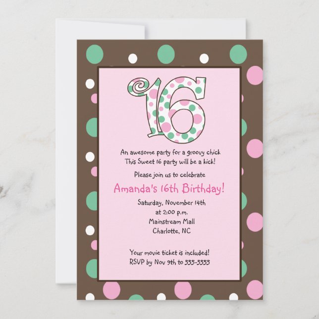 Convite GROOVY Sweet 16 Dezesseis Festas de aniversário (Frente)