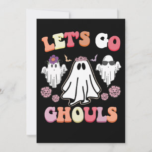 Convite Groovy Vamos Go Ghouls Halloween Ghost Retro
