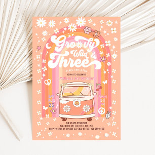 Convite Groovy Wild e Three Van Bus 3º Aniversário