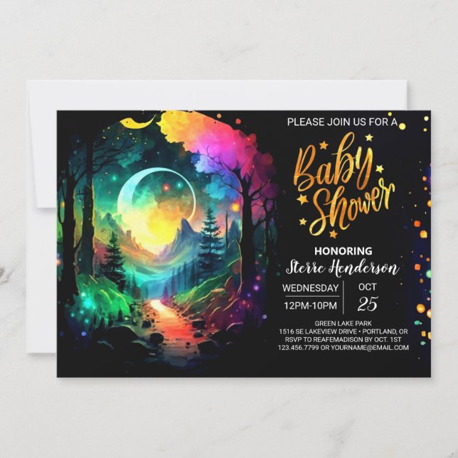 Convite Grove Timberland no Chá de fraldas das florestas (Frente)