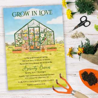 Convite Grow in Love Greenhouse Bridal Shower Invitation