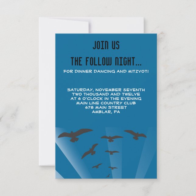 Convite GRUNDGE TREE COM AVES Bar Bat Mitzvah (Frente)