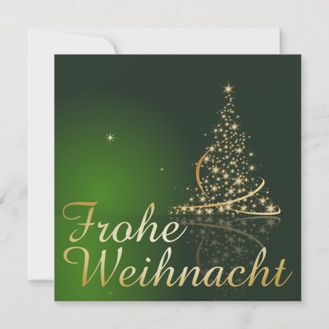 Convite Grünes Weihnachtsmočimit goldenem Weihnachtsbaum (Frente)