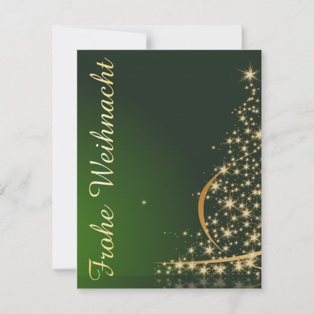 Convite Grünes Weihnachtsmočimit goldenem Weihnachtsbaum (Frente)