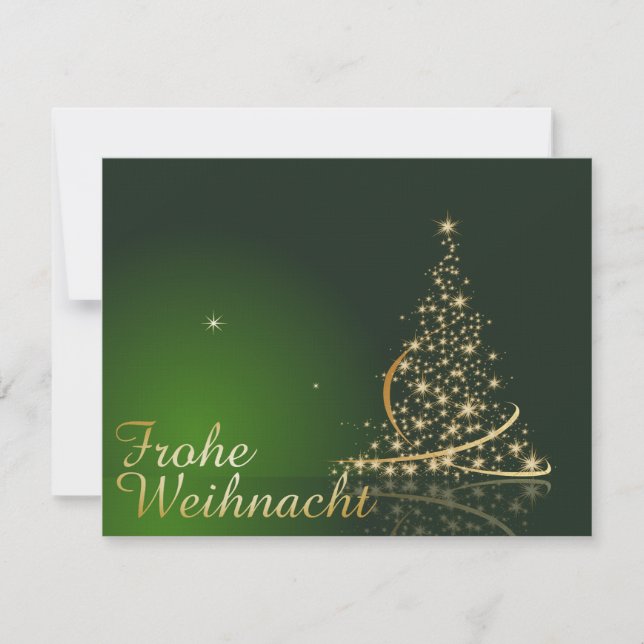 Convite Grünes Weihnachtsmočimit goldenem Weihnachtsbaum (Frente)