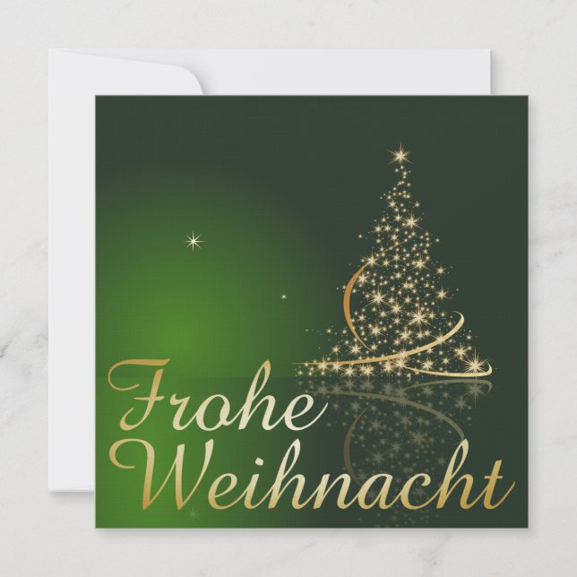 Convite Grünes Weihnachtsmočimit goldenem Weihnachtsbaum (Frente)