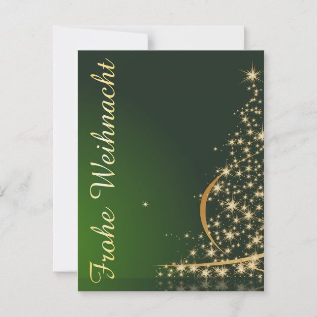 Convite Grünes Weihnachtsmočimit goldenem Weihnachtsbaum (Frente)