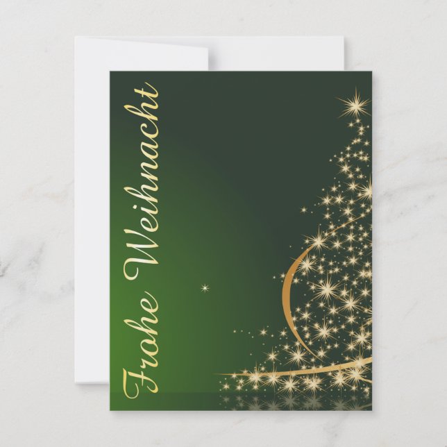 Convite Grünes Weihnachtsmočimit goldenem Weihnachtsbaum (Frente)