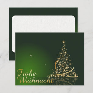 Convite Grünes Weihnachtsmotiv mit goldenem Weihnachtsbau