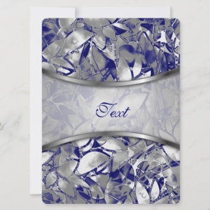 Convite Grunge Art Silver Abstrato Floral