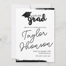 Convite Grunge grad card with graduation hat