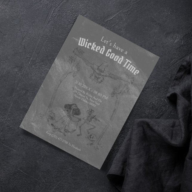 Convite Grunge Retro Black Halloween Party (Criador carregado)