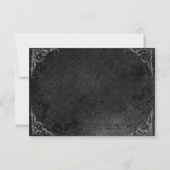 Convite Grunge Rosa Damask Gothic Note Card (Frente)