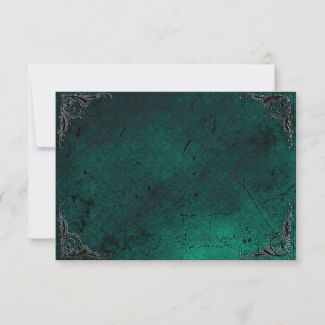 Convite Grunge Rosa Damask Gothic Note Card (Frente)