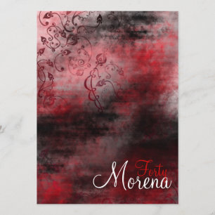 Convite Grunge Swirl Red