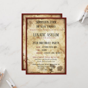 Convite Grungy Lunatic Asium Birthday