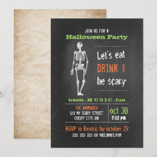 Convite Grupo Adulto do Halloween Vintage Esqueleto