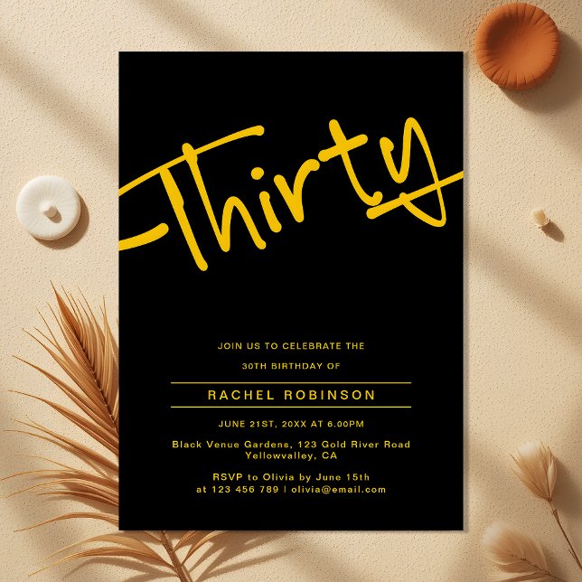 Convite Grupo Adulto Dourado e Negro 3aniversário de 30 an (Criador carregado)